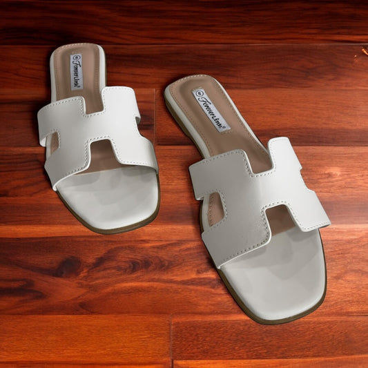 TRENDY H-SHAPED CUTOUT UPPER SLIDE SANDALS