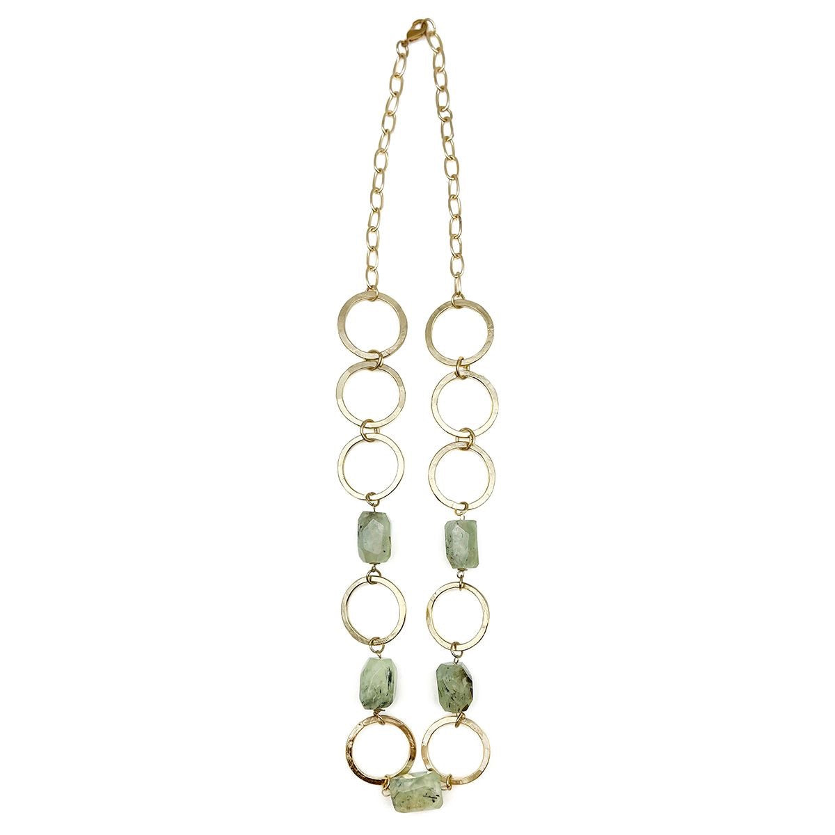 Gold Plated necklace with Prehnite stones