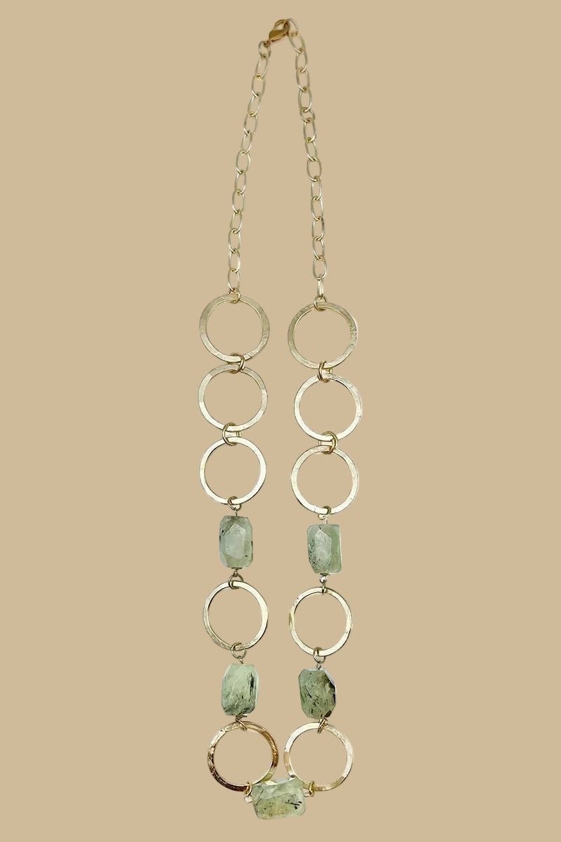 Gold Plated necklace with Prehnite stones