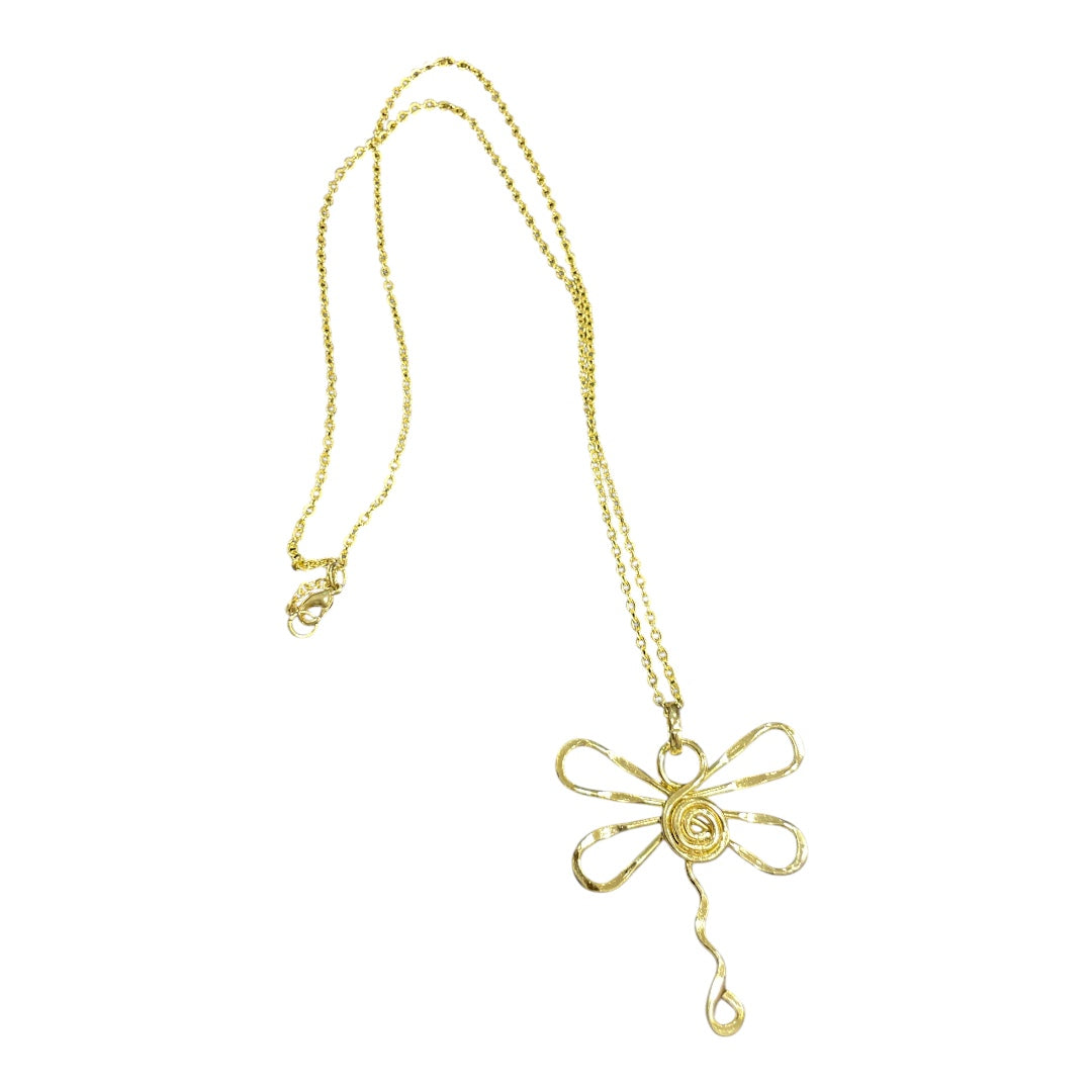 Brass Gold Dragonfly Necklace