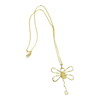 Brass Gold Dragonfly Necklace
