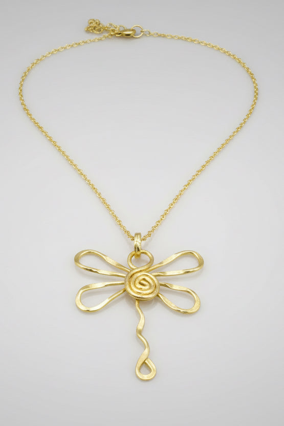 Brass Gold Dragonfly Necklace