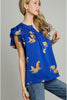 Cheetah print split neck top
