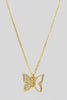 Gold dipped shell butterfly pendant necklace, close-up
