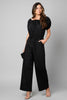 Elastic waist puff sleeve jumpsuit, back view