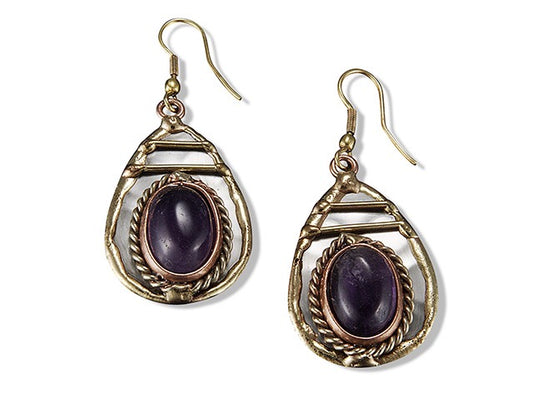 Handmade Mixed metal earrings with amethyst stones