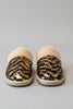 Zebra faux fur sequin slippers back view