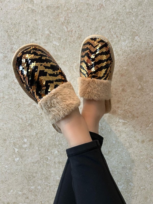 Zebra Sequence Slippers