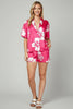 Floral print button-down top and shorts set
