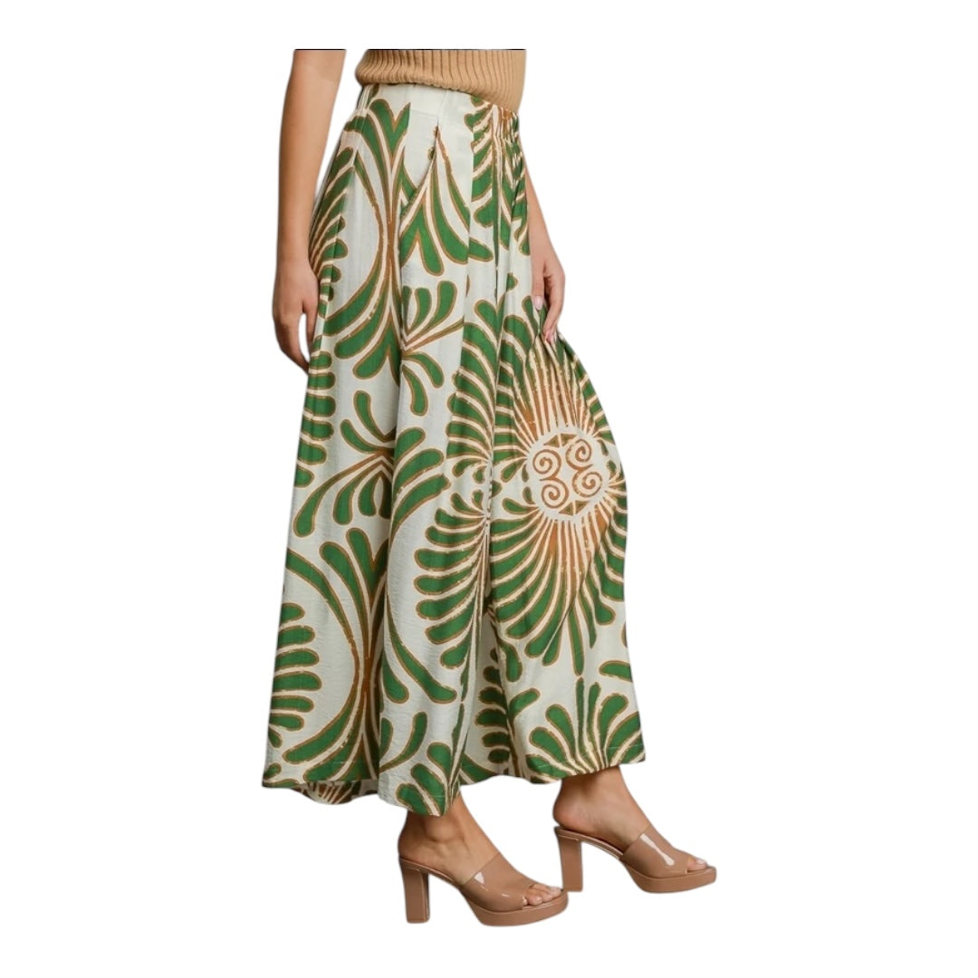 Wide Leg Printed Skirt Pants