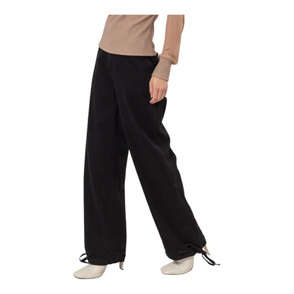 Black Washed Twill Cinched Hem Pants