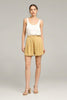 Glow Flow pleated satin shorts front view