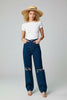 Dark indigo ripped wide leg boyfriend jeans