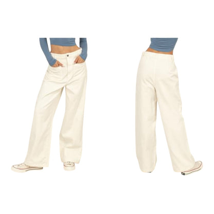 Cream High Waisted Wide Leg Pants