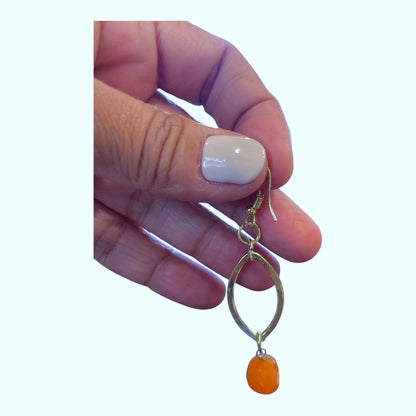 Gold Plated earrings with Carnelian stones