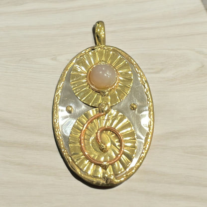 Stainless steel with brass/ copper scrollwork Pendent