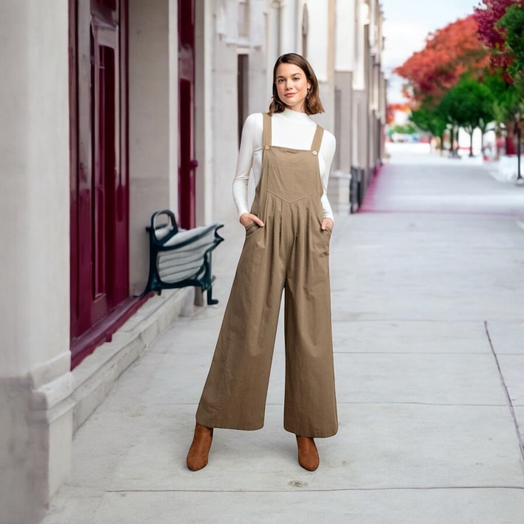 Pintuck Detail Overall with Side Pockets