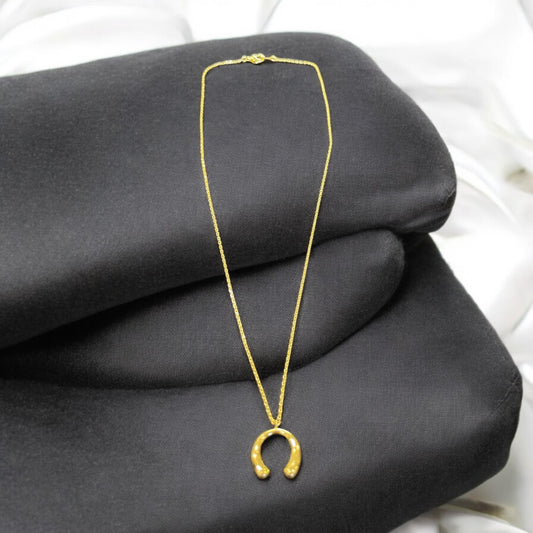Gold Dipped Crescent Tear Pendant Necklace