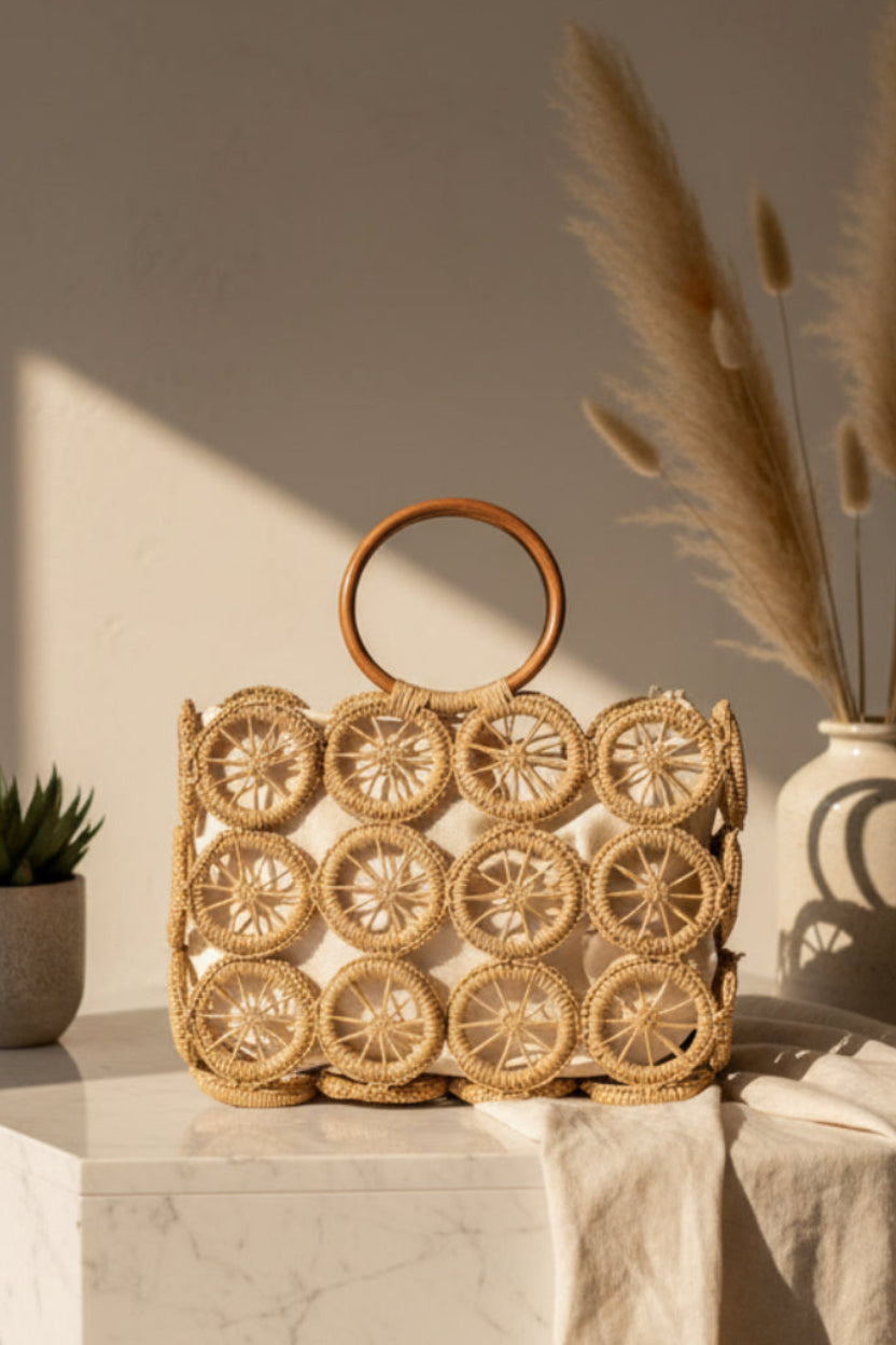 RATTANI  MULTI CIRCLE TOTE