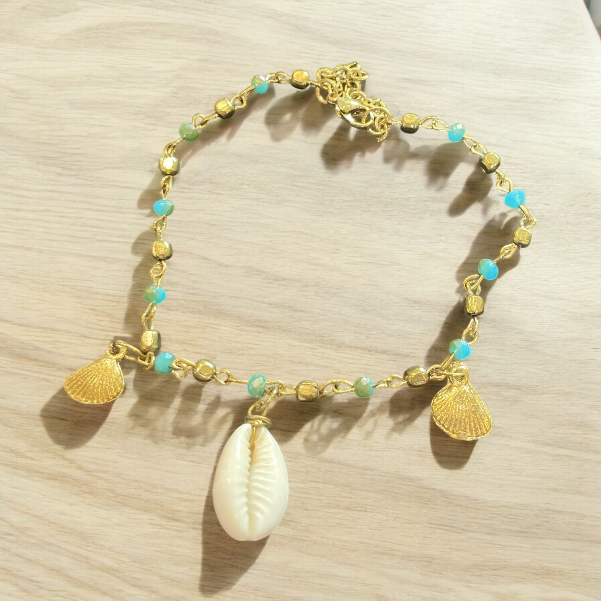 Schai Shell and Beaded Gold Anklet