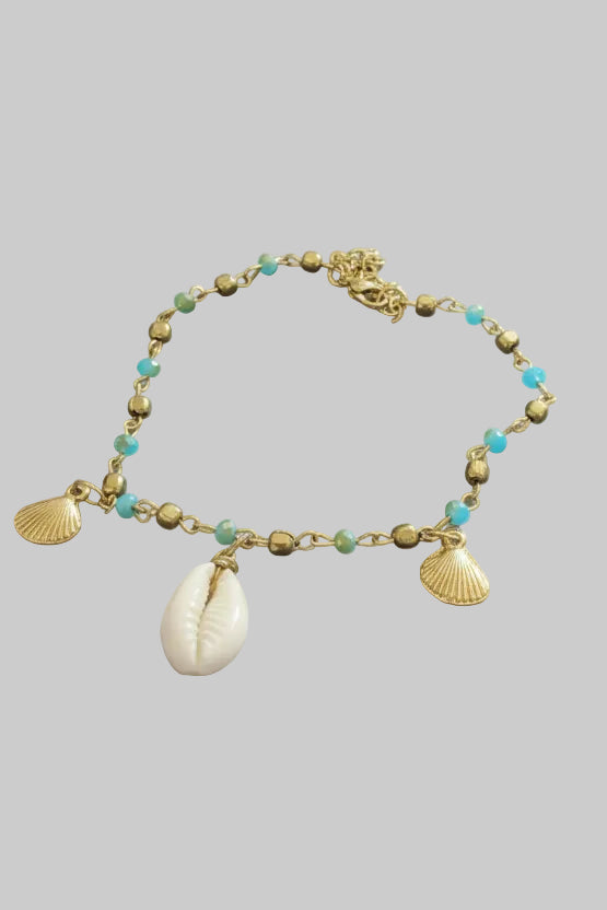 Schai Shell and Beaded Gold Anklet