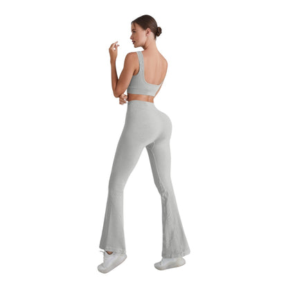 2PC Square Neck Sports Bra and Flare Legging Set