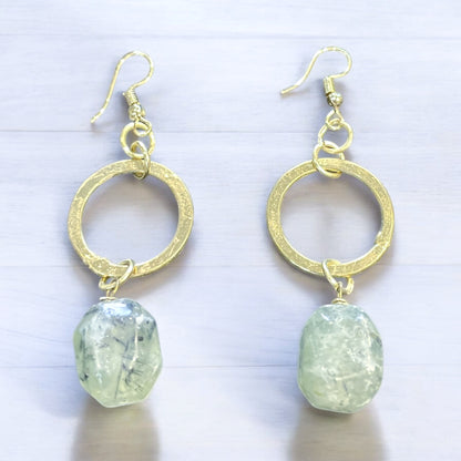 Gold Plated earrings with Prehnite stones