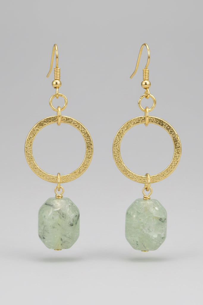 Gold Plated earrings with Prehnite stones