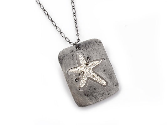 Star fish – Pewter Necklace with silver and antique silver coating