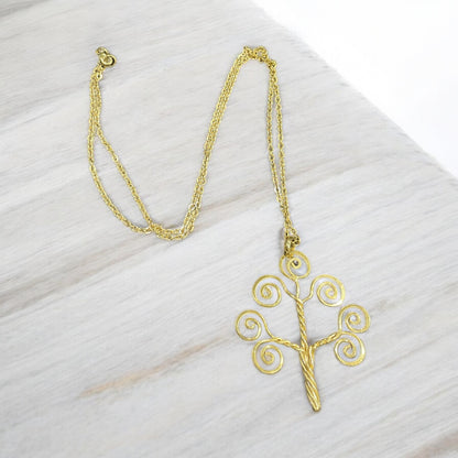 Brass Gold Tree of Life Necklace