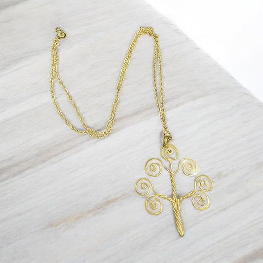 Brass Gold Tree of Life Necklace
