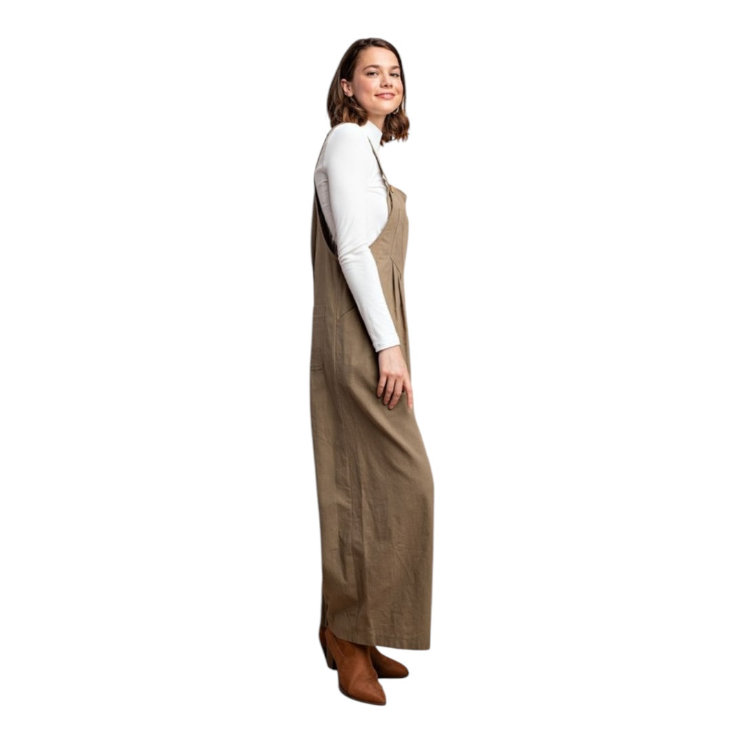Pintuck Detail Overall with Side Pockets