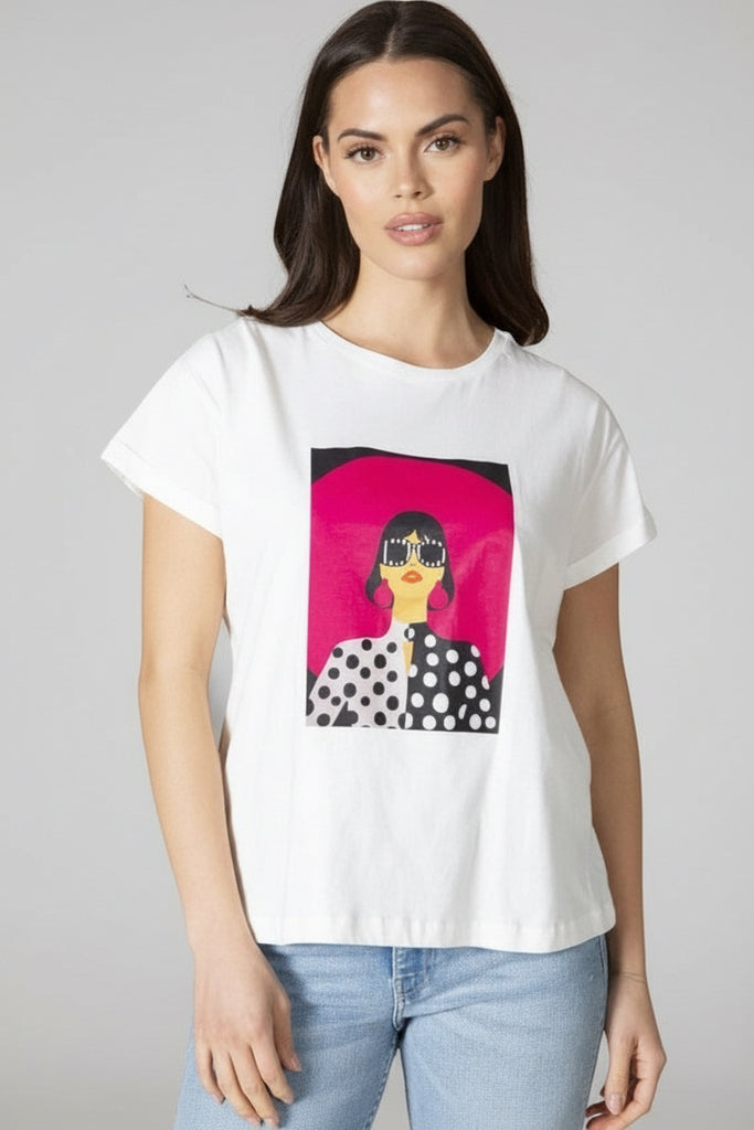 Pop art graphic short sleeve t-shirt