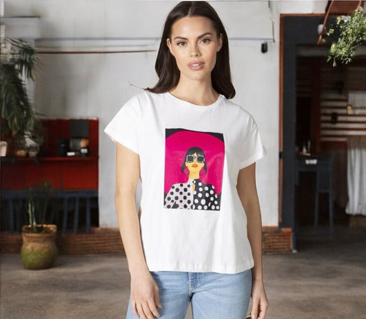 White/ Fuchsia Hip Chic Graphic Tee