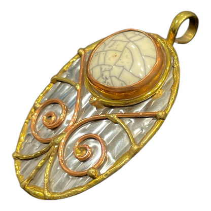 Stainless Steel pendant with brass/copper