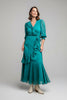 Tie-waist ruffle wrap maxi dress
