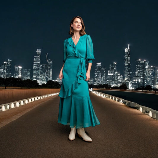 Waist Tie Faux Wrap MaxI Dress
