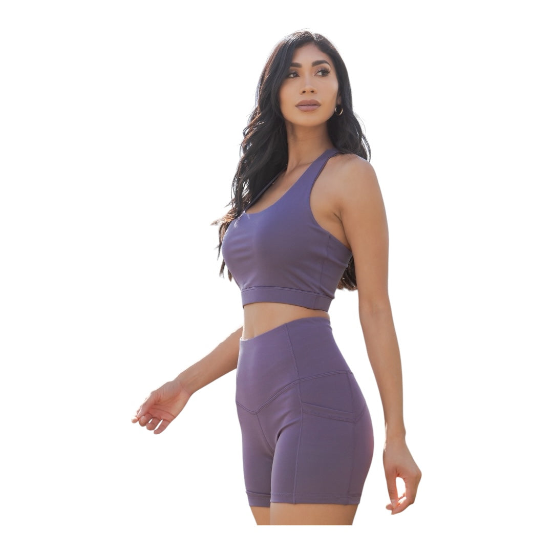 SPORTS BRA CROP TOP &  BIKER SHORT SET