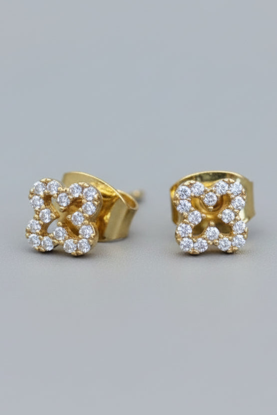 Mini Cz Pave Clover Stud Earrings