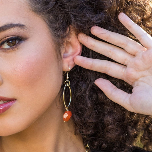 Gold Plated earrings with Carnelian stones