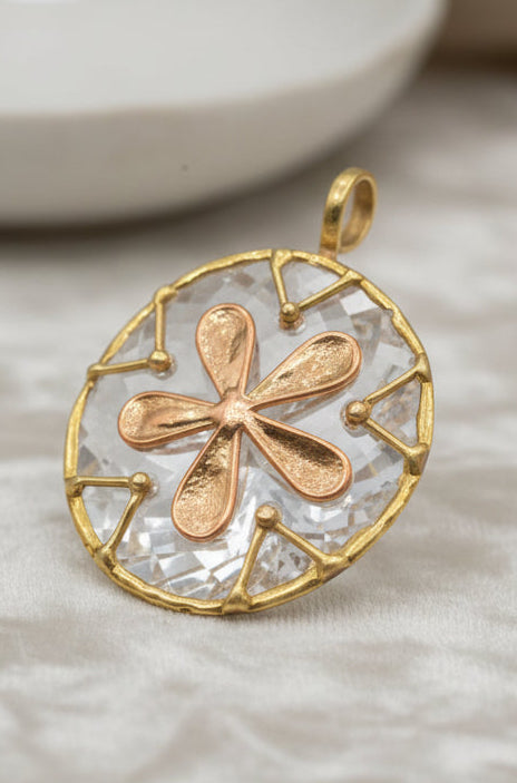 Orbit Flower mixed metal pendant