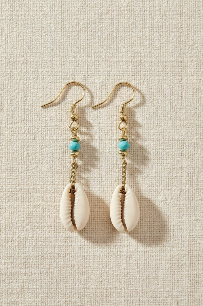 Beachy Boho Sachi shell earrings styled