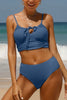 Blue lagoon ruched bikini set side view