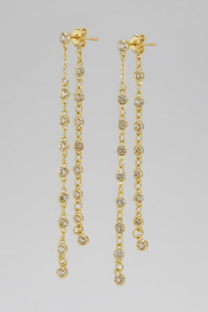 Gilded glow chain earrings with sparkling cubic zirconia