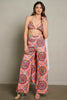 Multi-print kimono with crop top and pants