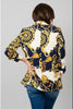 Chain print open front blazer by Mandalay and Company