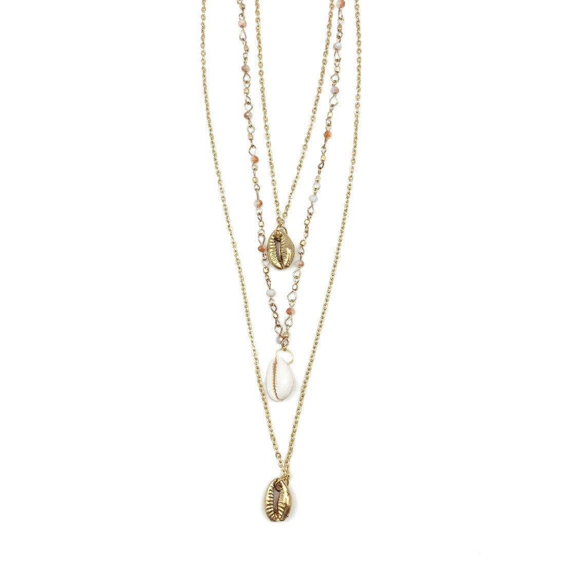 Layered Gold Sea Shells Necklace