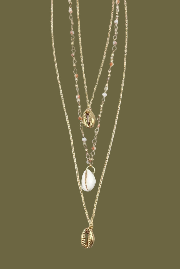 Layered Gold Sea Shells Necklace