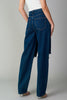 Dark indigo distressed wide leg jeans