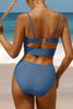 Blue gray bandage ruched swimsuit
